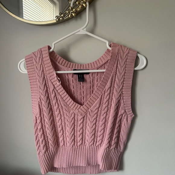 Pink knit v-neck sweater vest - Picture 2 of 3